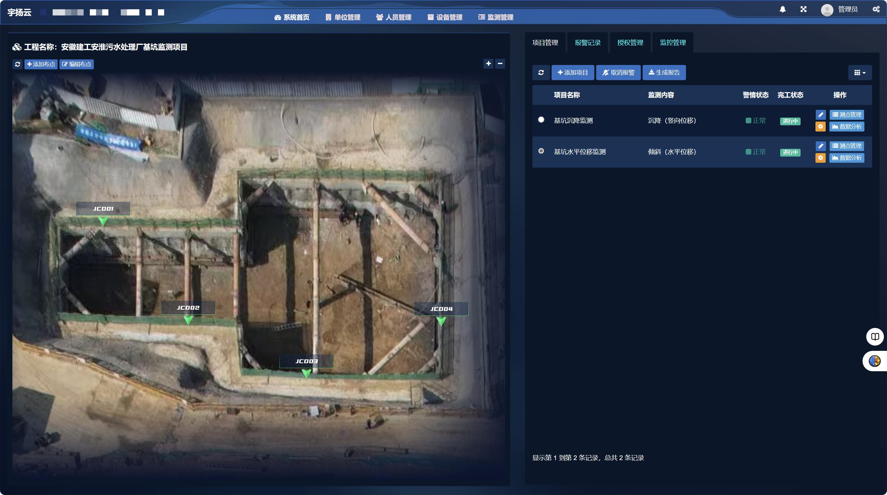 安淮污水处理厂工程基坑支护结构安全监测